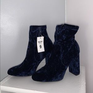 Royal blue suede booties